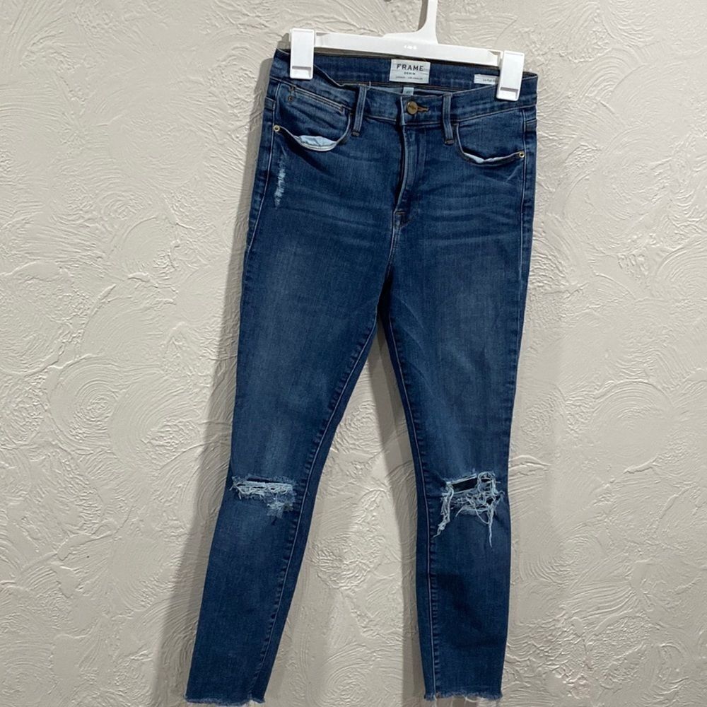 FRAME Denim Le High Raw Hem Skinny Jeans Size 27